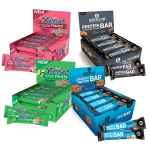 Bodylab 🏋‍♂ "Raise The Bar" Bundle mit 48 Protein-Riegeln 💪 (Bodylab & Yippie! Bar Fruits)
