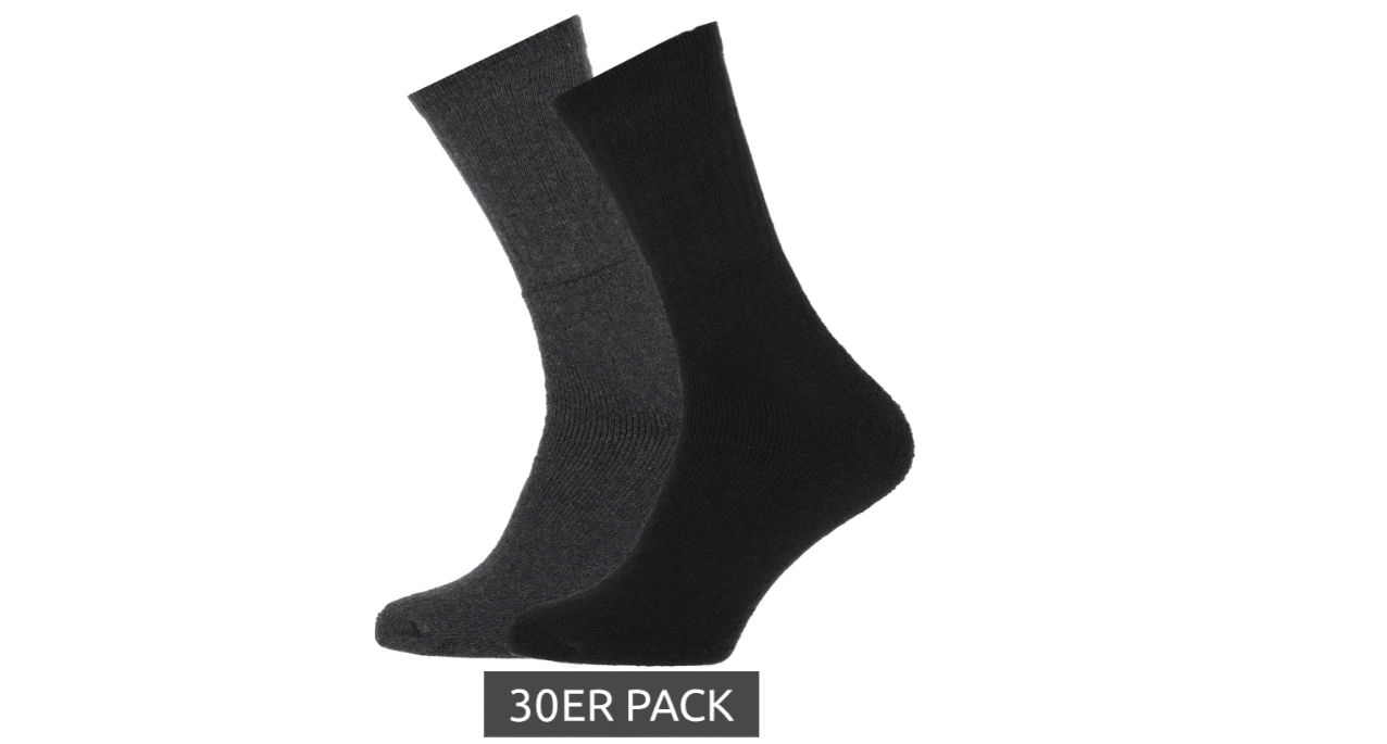 30er Pack STAPP Mega Thermo-Socken Baumwoll-Strümpfe Schwarz/Grau