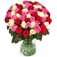 Blumenstrauß Alice mit Roten, weißen & pinken Rosen