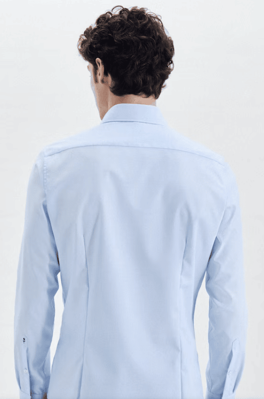 Bügelfreies Popeline Business Hemd in X-Slim mit Kentkragen in mittelblau von hinten