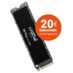 Crucial P5 Plus SSD mit 1TB (M.2 NVMe/PCIe 4.0, bis zu 6.600 MB/s) + 20€ Gamesplanet-Gutschein