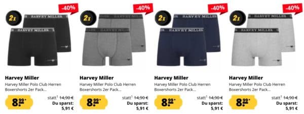 Harvey Miller Polo Club Herren Boxershorts 2er Pack