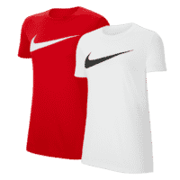 zwei Nike Women's Park 20 Shirts, eines in weiß und eines in rot