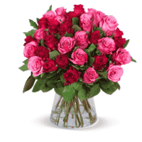 Romantic Roses - Strauß mit pinken & roten Rosen