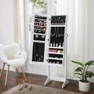 Full Mirrored Jewelry Cabinet JJC69WT 3