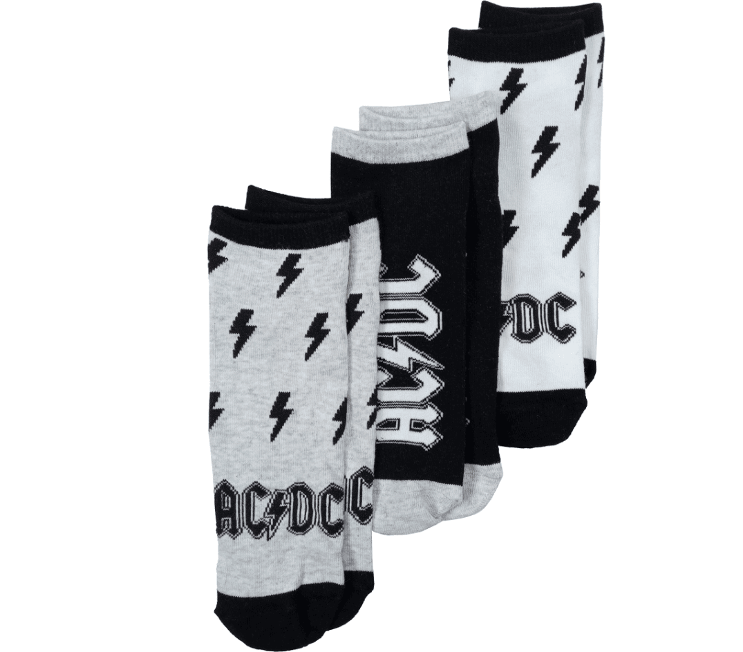3 Paar Sneaker Socken mit ACDC Aufdruck