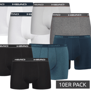 10er Pack HEAD Basic Herren Boxershorts in weiß, grau, blau und schwarz
