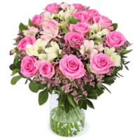 Blumenstrauß "Frisch Verliebt" mit pinken Rosen