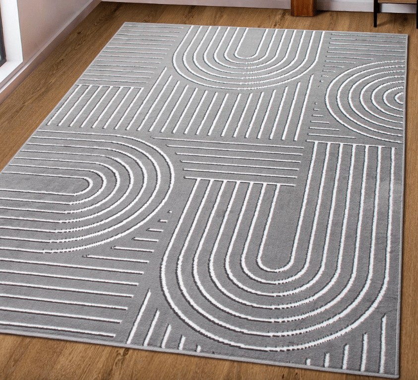 Teppich »Lysandra«, my home, rechteckig, Höhe: 8 mm, 3D-Effekt, softer Kurzflor in grau-weiß