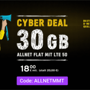 Endet heute! 💥 Telekom Allnet + 30GB LTE von Congstar für 18€! 🥳 (keine AG + mtl. kündbar)