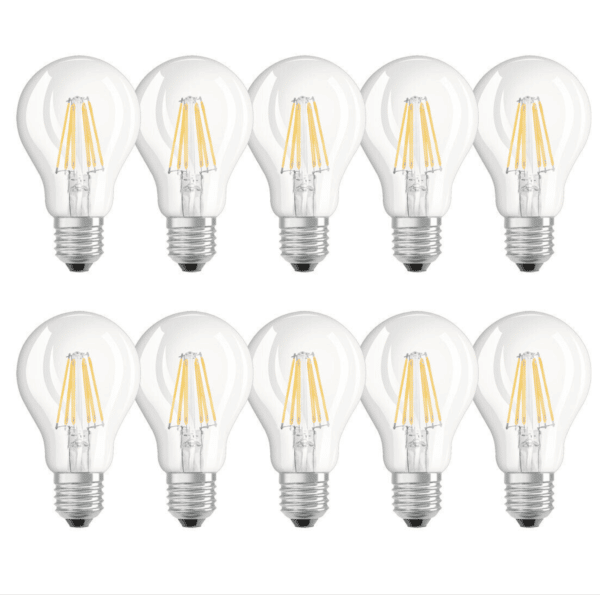 10 x Osram LED Filament Leuchtmittel Birnenform 7W 60W E27 klar warmweiß 2700K