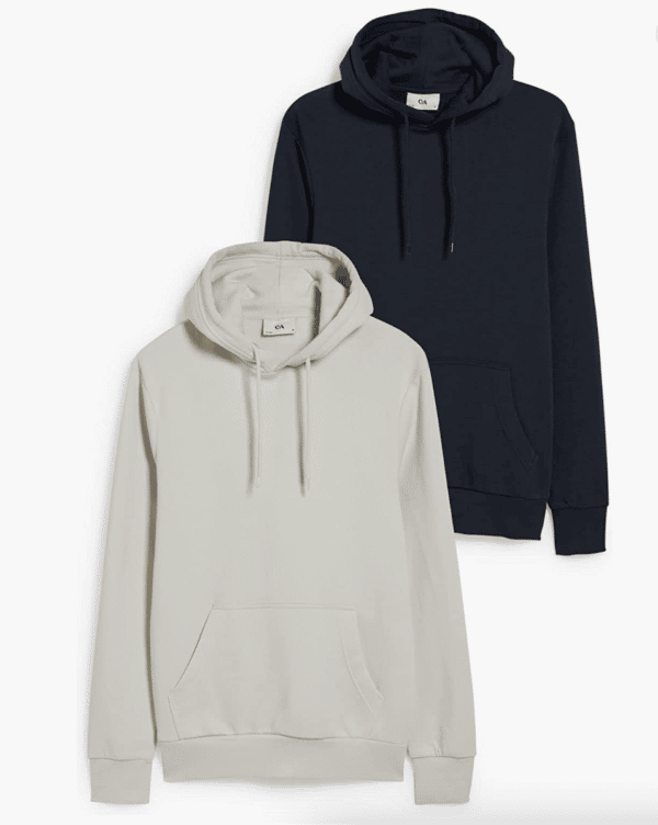 C&A Herren Hoody Rundhalsausschnitt Unifarben 2er Pack|Multipack