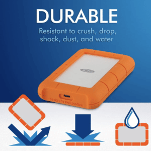 LaCie Rugged USB-C 2TB External Hard Drive Portable HDD