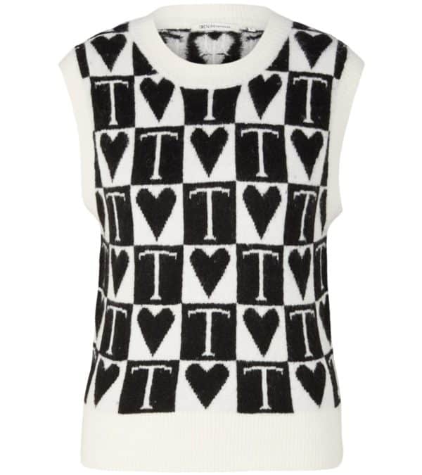 Tom Tailor Damen Rundhals Pullunder modisches Top 83150963 WeissSchwarz