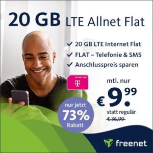 [KNALLER!] Telekom🔥 20GB LTE Allnet-Flat für 9,99€ mtl. - Keine Anschlusskosten!