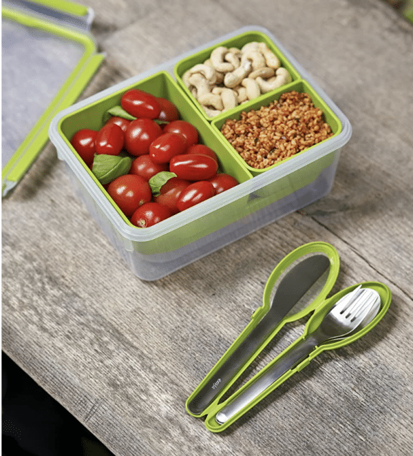 Emsa N10716 Clip & Go Lunchbox | 2,2 L | Mit 3 Einsätzen | Eine Dose und Teller | To Go | 100 % dicht