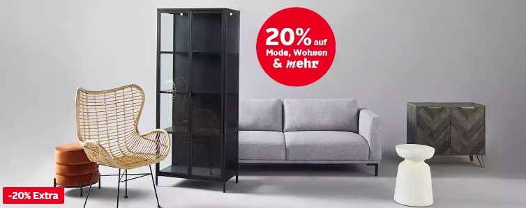 20 auf WohnArtikel, z.B. Geschirr, Matratzen, Möbel uvm.
