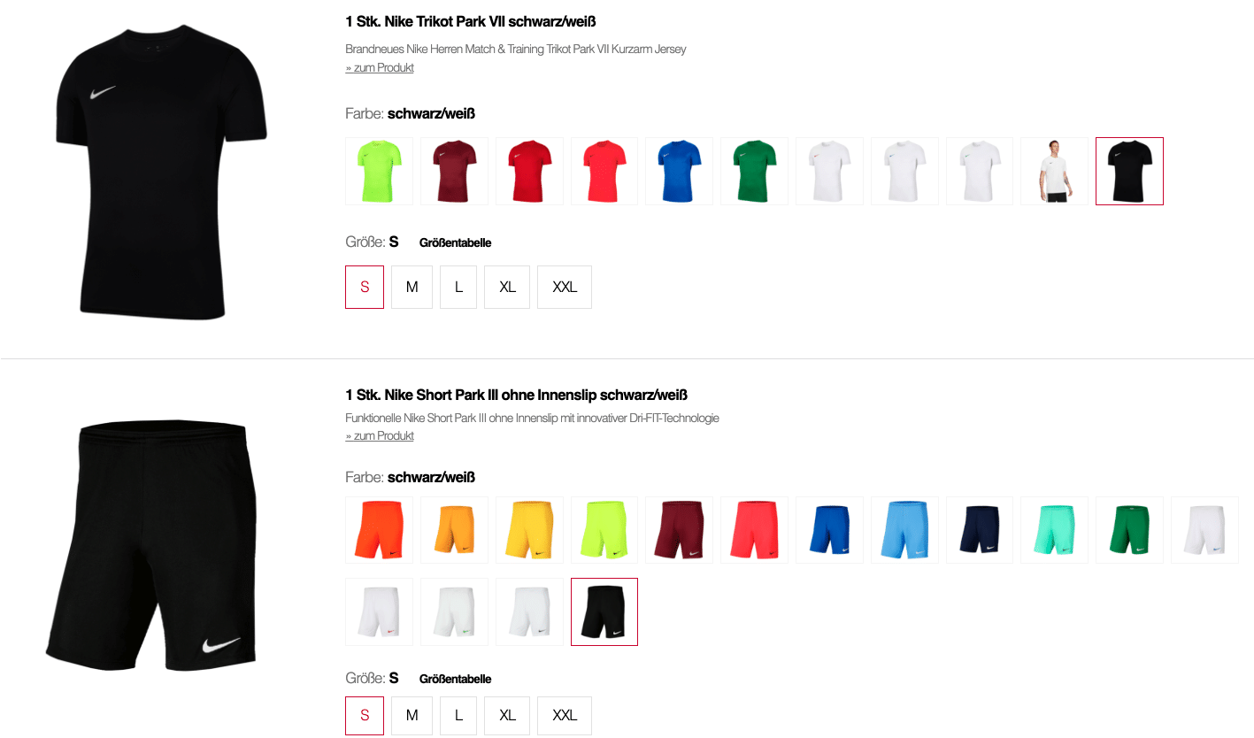 Nike Trainingsset Park VII (2-teilig) Farbauswahl von Shirt & Shorts
