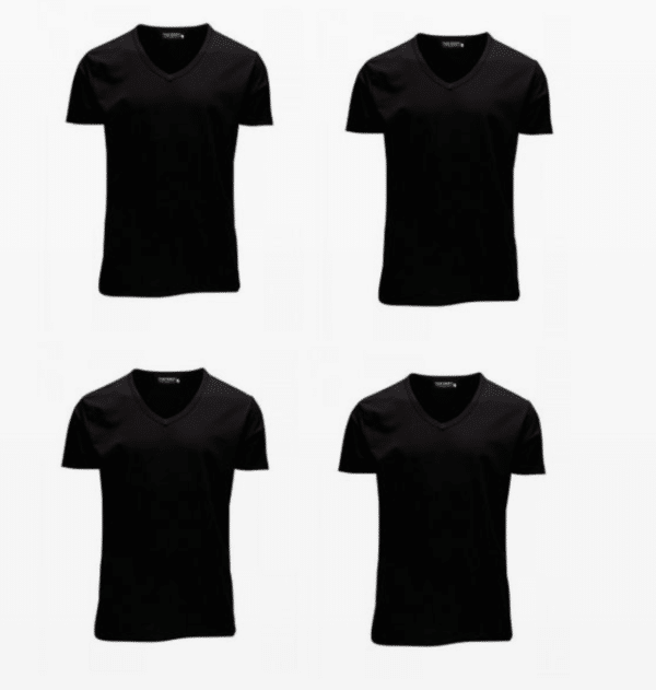 Jack & Jones Herren T-Shirt 4er Pack JJEBASAL - V-Ausschnitt - Slim Fit - Basic