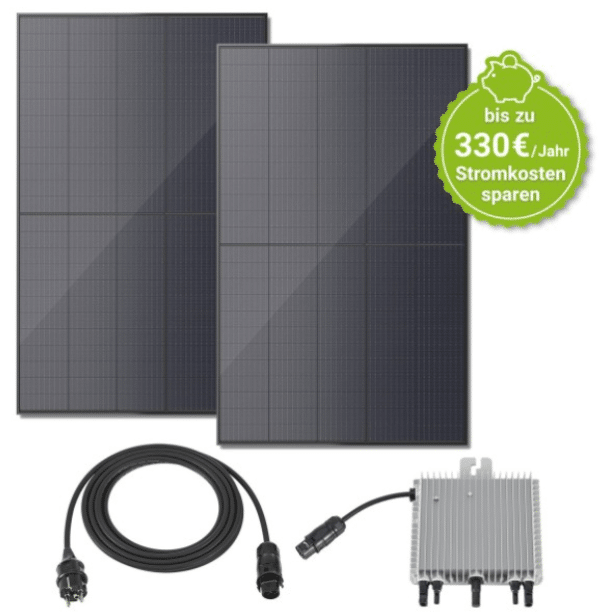 Juskys Balkonkraftwerk 2x Solarpaneel + Wechselrichter + Kabel