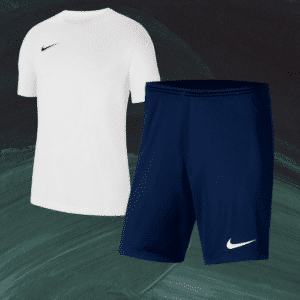 Nike Trainingsset Park VII (2-teilig) mit weißem Shirt & navy blauer Shorts