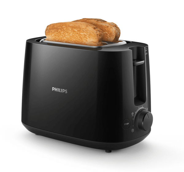 Philips Toaster HD2581/90 Daily Collection, 2 kurze Schlitze, 830 W, integrierter Brötchenaufsatz, 8 Bräunungsstufen, schwarz
