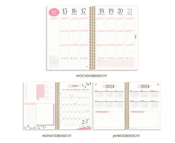 Schülerkalender Pink Innenansicht