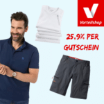 Vorteilshop 👕 25,9% Gutschein auf alles 🥳 z.B. mit (Polo-) Shirts, Shorts, Pullis & mehr