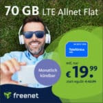 [Letzte Chance!] 70 GB o2 Allnet Flat mit 225 mBit/s (mtl. kündbar) für 19,99€ + 0,00€ Anschlusspreis