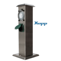 Kopp® Gartensteckdose mit Zeitschaltuhr Edelstahl Steckdosensäule 2-fach Silber