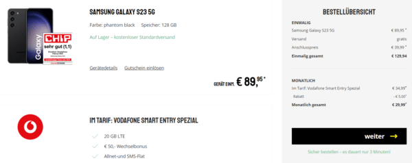 Samsung Galaxy S23 für 89,95€ Zuzahlung