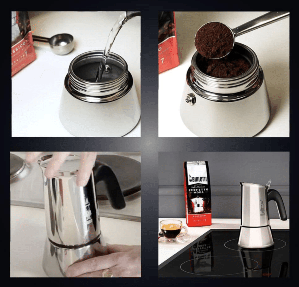 Bialetti - New Venus Induction, Edelstahl Herd Espresso-Kaffeemaschine, Geeignet für Alle Herdarten, 6 Tassen, Aluminium, 235 milliliters Silber