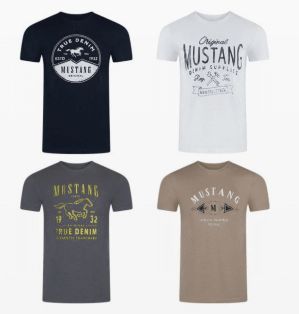 Mustang Herren T-Shirt Mustang Mehrfarbig Rundhals Regular Fit S bis 6XL 4er Pack