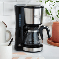 Russell Hobbs Kaffeemaschine Mini [Brausekopf für optimale Extraktion&Aroma] Compact (max 5 Tassen, 0,6l Glaskanne, inkl Permanentfilter, Warmhalteplatte) kompakte Filterkaffeemaschine klein 24210-56 3