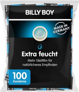 Billy Boy Extra Feucht Kondome mit mehr Gleitfilm Premium Großpackung, transparent, 100er Pack