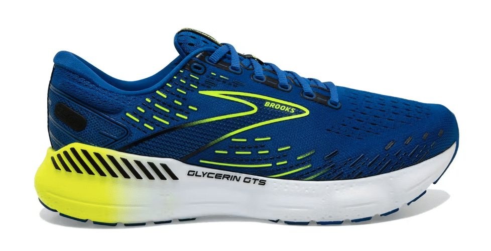 Brooks Glycerin GTS 20 Herren Laufschuhe in blau mit Neon-Gelben Details