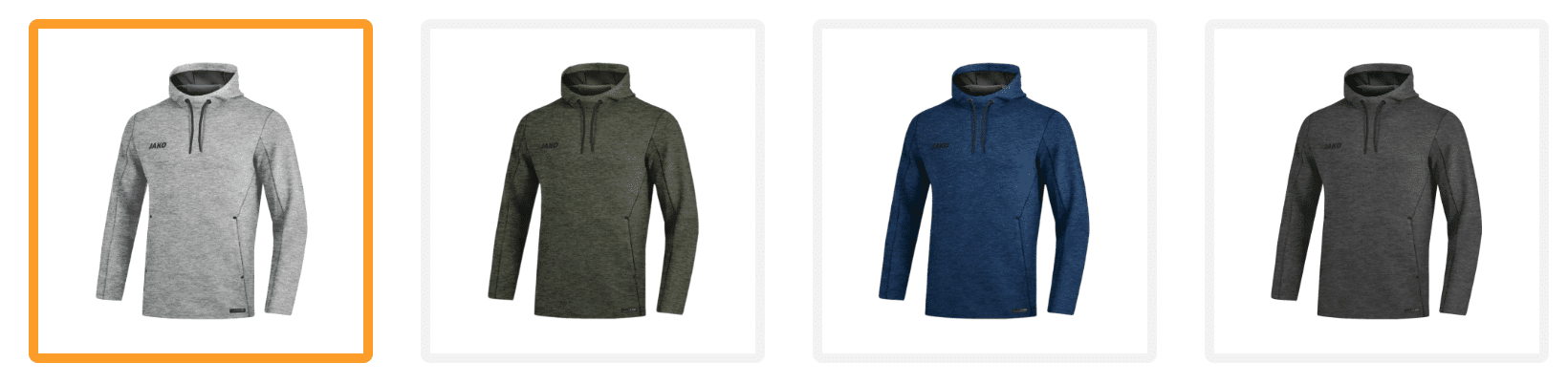 Jako Hoodie Premium Basics, Vorschau aller vier Farbvarianten