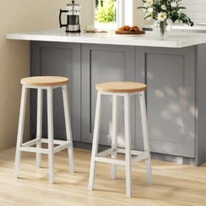 VASAGLE Barhocker 2er Set ebenholzschwarz eichenbeige weiss