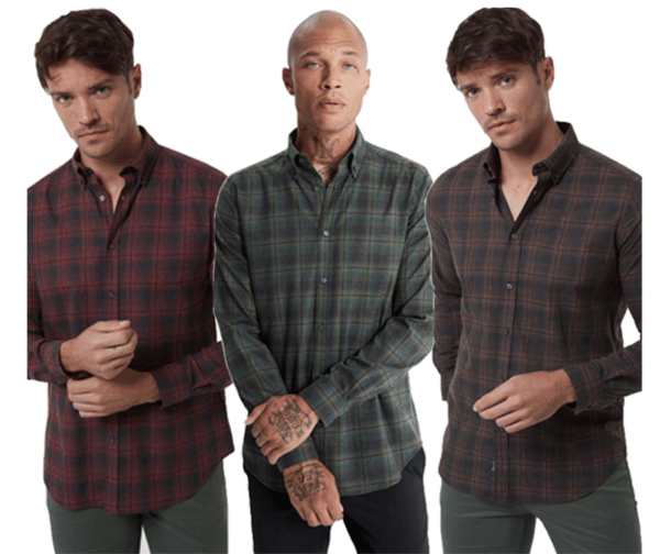 JIMMY SANDERS Banan Herren Karo-Hemd Holzfäller-Hemd mit Button-Down-Kragen 20W SHM3103 Braun, Bordeaux oder Grün