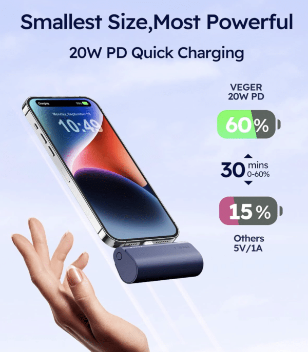 VEGER_Power_Bank_5000mAh_20W_PD_Mini_Tragbare_Powerbank_Externer_Akku_Schnelles_Aufladen_Kabellose_Powerbank_Kleine_und_leichte_Handy_Ladegeraete_Kompatibel_mit_iPhone1