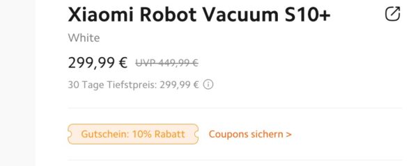 Xiaomi Robot Vacuum S10 Coupon