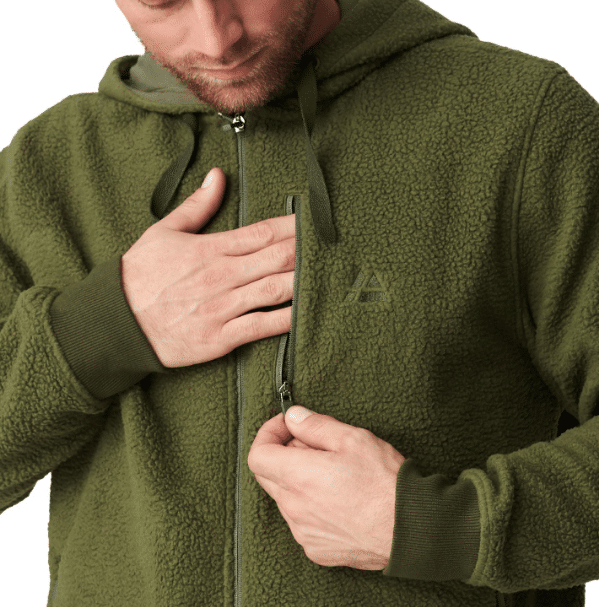 DANISH ENDURANCE Herren Fleece-Jacke mit Brusttasche in Olivgrün