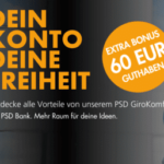 60€ Bonus 😍 für GiroKomfort-Konto bei der PSD Bank RheinNeckarSaar