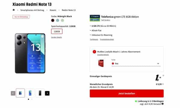 Xiaomi Redmi Note 13 fuer 1