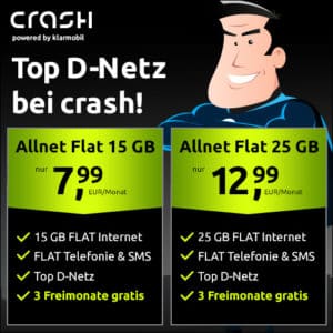 [3 Monate gratis] Crash Vodafone Allnet-Flat mit 15GB für 7,99€ mtl. | 25GB für 12,99€ mtl.