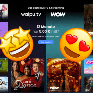 Streaming-HAMMER! 🔥 waipu.tv Perfect Plus für 5€ mtl. + 1 Jahr WOW (Sky) GRATIS (statt 19,97€ mtl.)