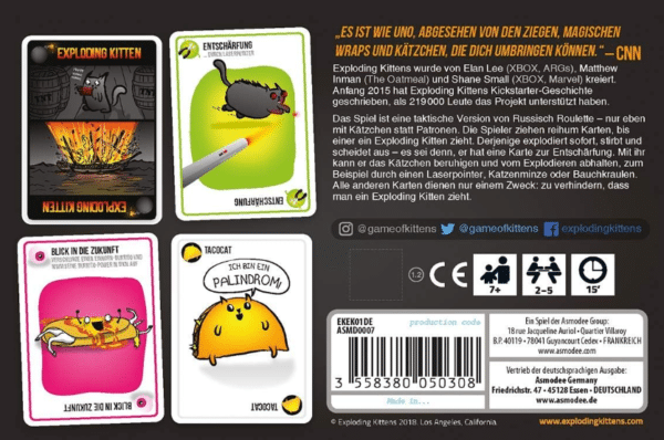 Exploding Kittens, Partyspiel, Kartenspiel, Familie, Unterhaltung