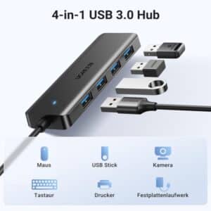 UGREEN 4 Port USB 3.0 Hub mit 60cm Kabel