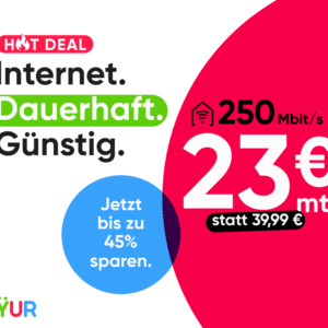 200€ BONUS für PŸUR ✔️ Z.B. Internet mit 250 Mbit/s für 23€ mtl.