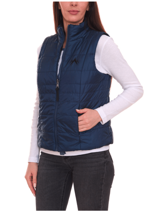 ALPENBLITZ Damen Wende-Weste unifarbene und Allover-Print Stepp-Weste mit Blumen-Print 79593823 Dunkelblau/Bunt